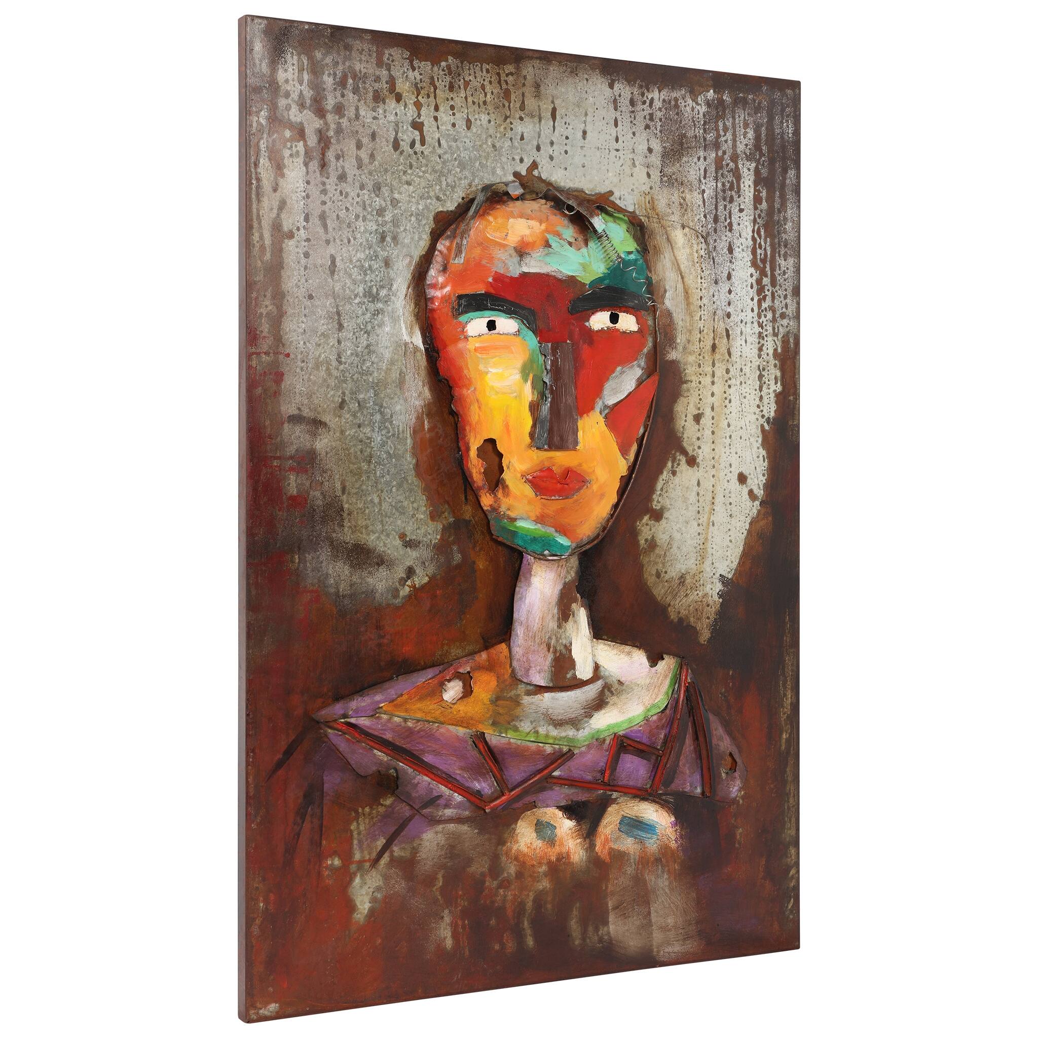 "Homme 2" Mixed Media Iron Hand Painted Dimensional Wall Art Bed Bath